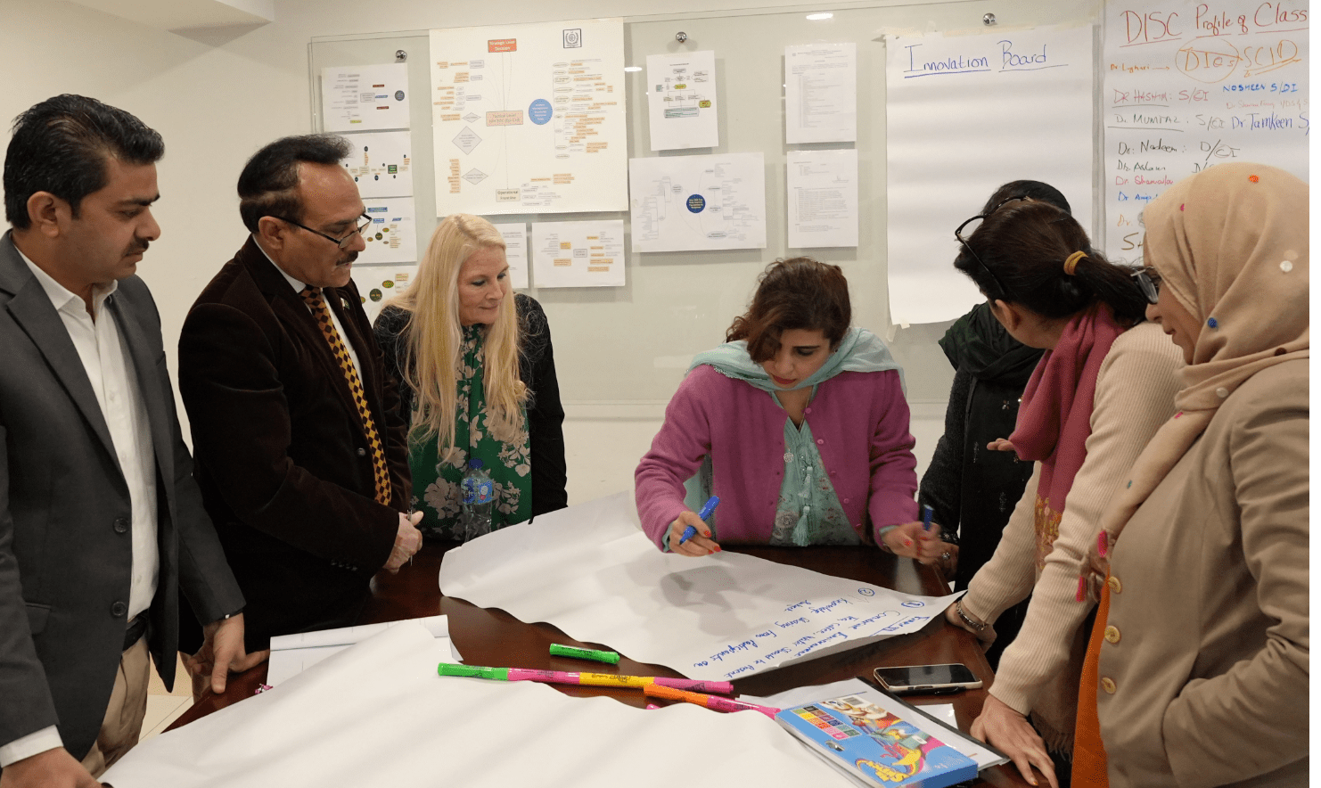 Team collaborating on a project